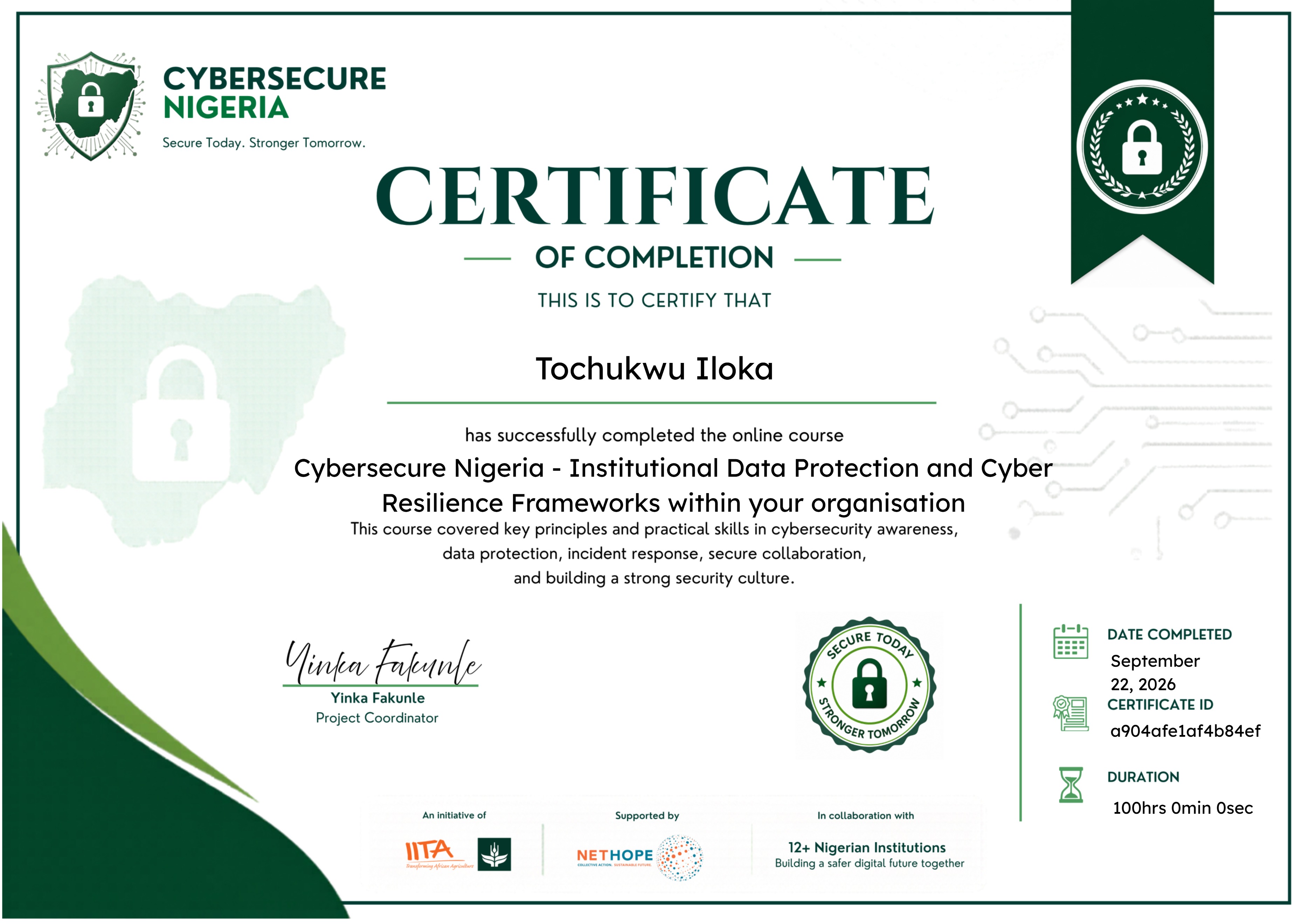 Cybersecure Nigeria - Institutional Data Protection and Cyber Resilience Frameworks within your organisation